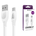 MRM01178 CHARGE-IT 1 Metre USB-A MicroUSB Cable - White