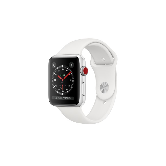 Apple Watch Series 3 GPS + Cellular 42mm Silver Aluminium Case with White Sport Band