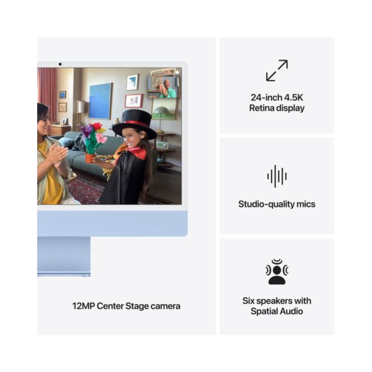 Apple iMac 2024 M4 10-Core 16GB RAM 512GB SSD 24 Inch 4.5K All-in-One PC - Blue