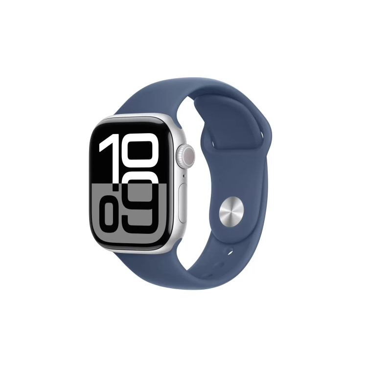 Apple Watch Series 10 GPS 42mm Silver Aluminium Case with Denim Sport Band - M/L