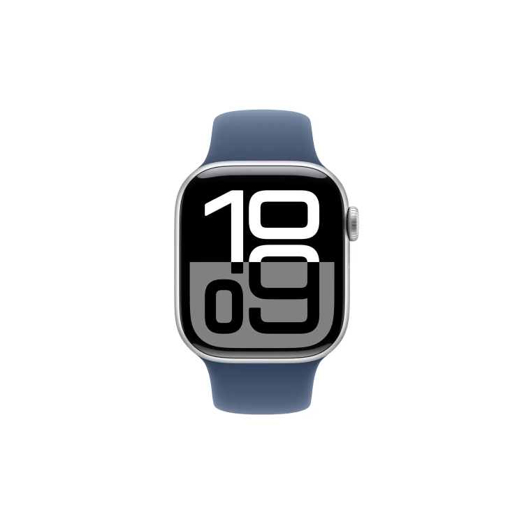 Apple Watch Series 10 GPS 42mm Silver Aluminium Case with Denim Sport Band - M/L