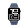 Apple Watch Series 10 GPS 46mm Silver Aluminium Case with Denim Sport Band - S/M