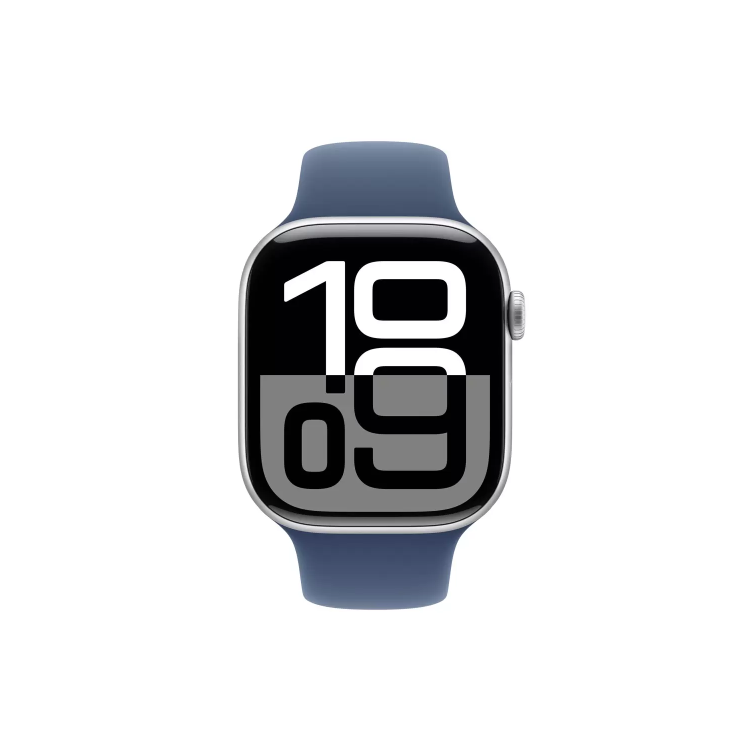 Apple Watch Series 10 GPS 46mm Silver Aluminium Case with Denim Sport Band - S/M