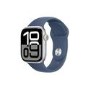 Refurbished Apple Watch Series 10 GPS + Cellular 46mm Silver Aluminium Case with Denim Sport Band - S/M