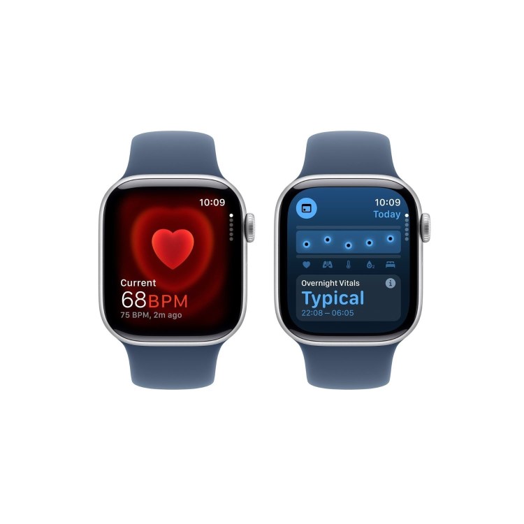 Refurbished Apple Watch Series 10 GPS + Cellular 46mm Silver Aluminium Case with Denim Sport Band - S/M