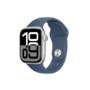 Apple Watch Series 10 GPS + Cellular 46mm Silver Aluminium Case with Denim Sport Band - M/L