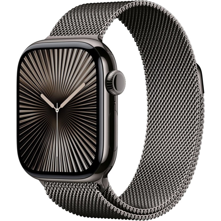 Apple Watch Series 10 GPS + Cellular 42mm Slate Titanium Case with Slate Milanese Loop