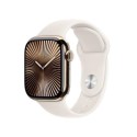 MX063QA/A Apple Watch Series 10 GPS + Cellular 42mm Gold Titanium Case with Starlight Sport Band - S/M