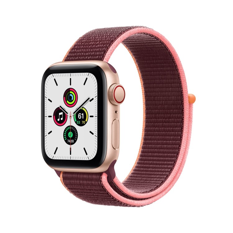 Apple Watch SE GPS + Cellular - 40mm Gold Aluminium Case with Plum Sport Loop