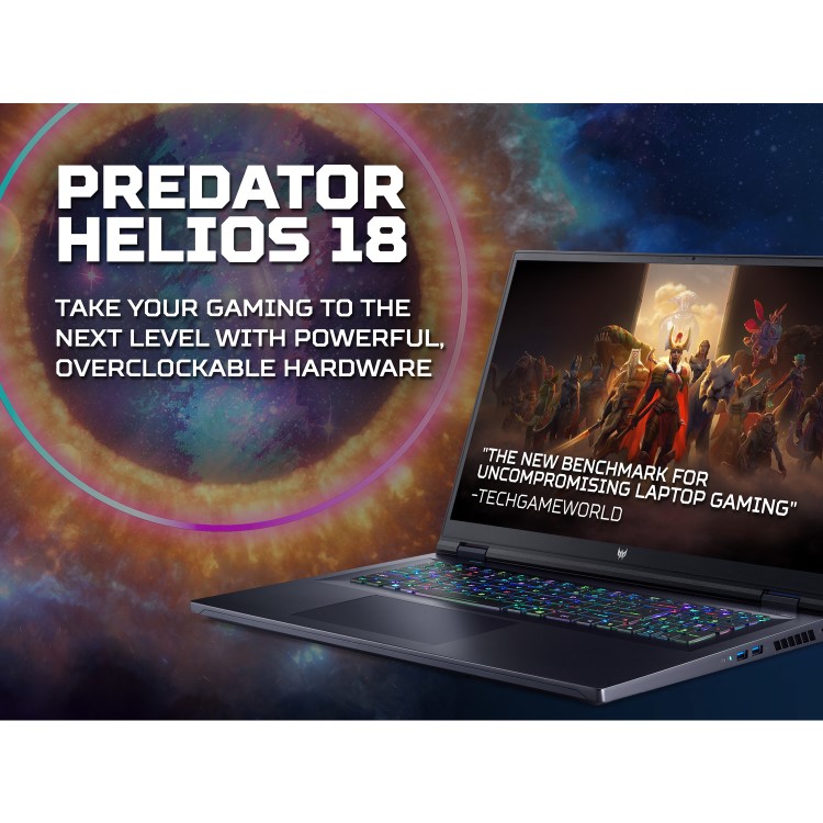 Refurbished Acer Predator Helios 18 PH18-71 Intel Core i9 32GB 2TB RTX 4080 250Hz WQXGA 18 Inch Windows 11 Gaming Laptop