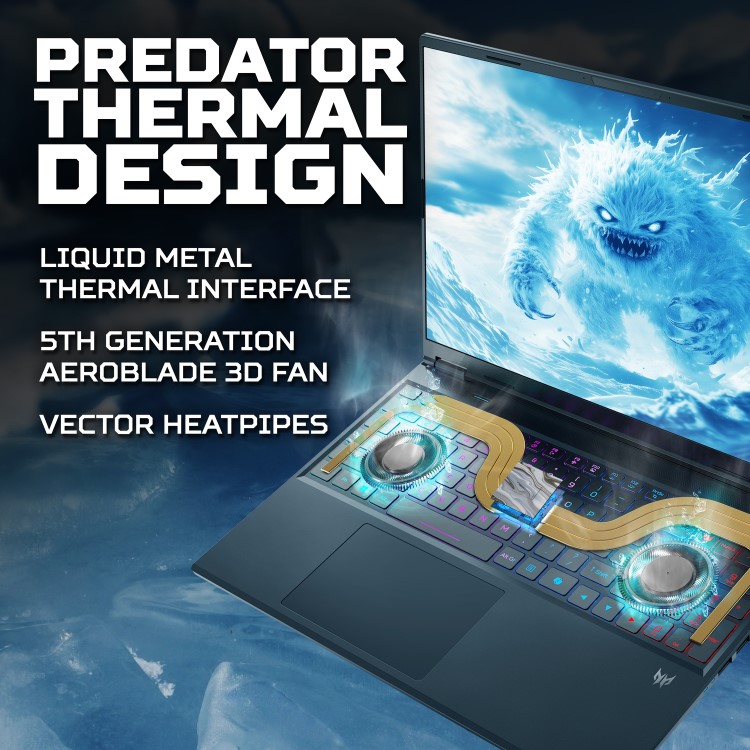 Acer Predator Helios Neo 16s Ai Intel Core Ultra 9 32GB RAM 1TB SSD GeForce RTX 5070 Ti 240Hz 16 Inch Windows 11 Laptop