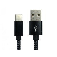 OEM 2 Meter USB-A 2.0 to USB-C Black Braided Cable