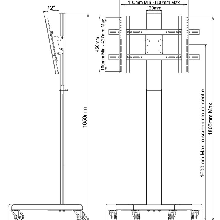 PMV TV Trolley Stand - up to 55 Inch