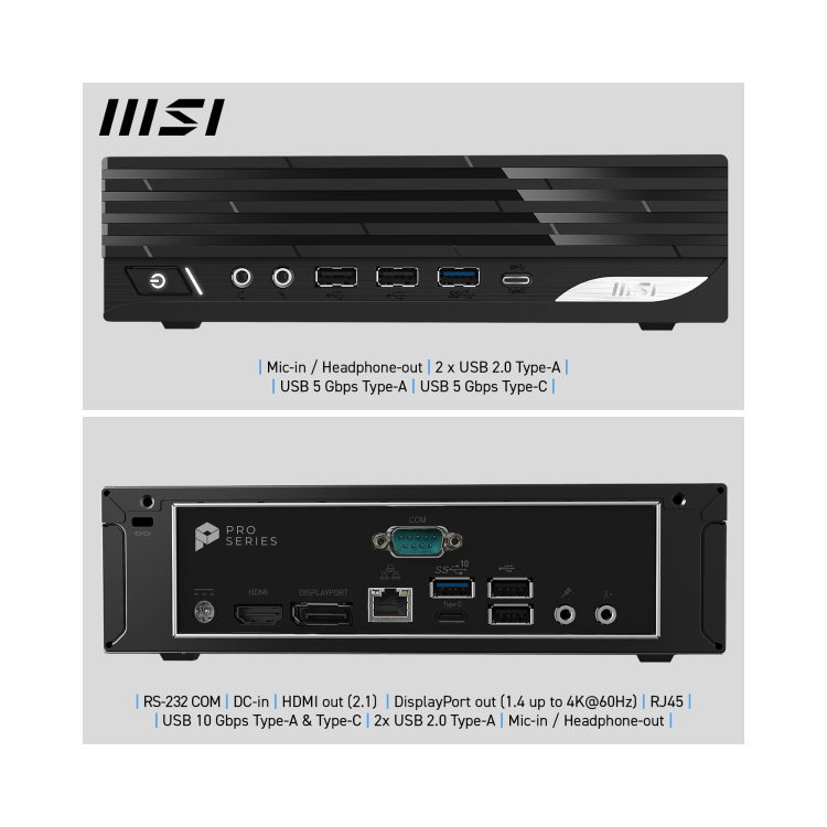 MSI Pro DP21 14M SFF Intel Core i5 14400 16GB RAM 512GB SSD Windows 11 Pro Mini PC