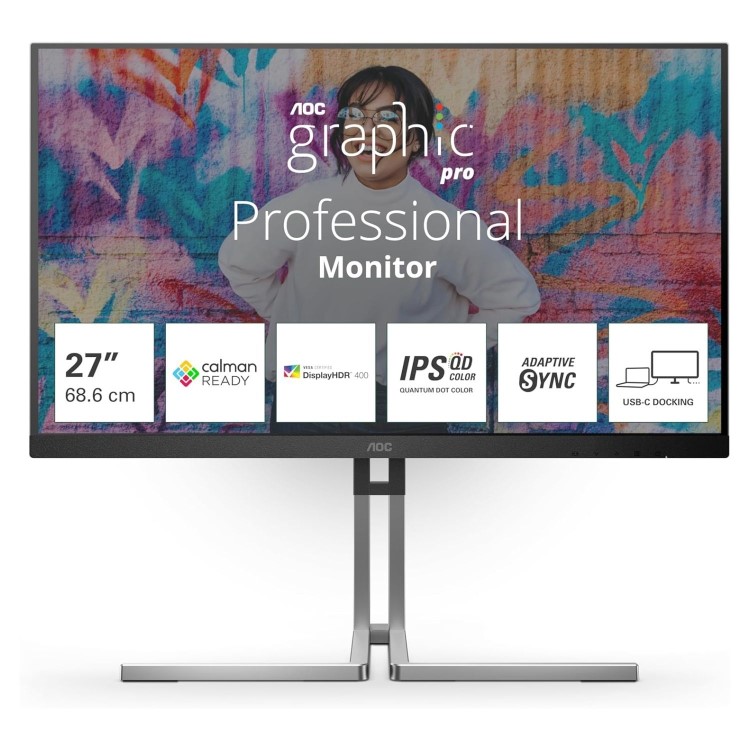 AOC Graphic Pro Q27U3CV 27" IPS 4K UHD Height-Adjustable USB-C Monitor