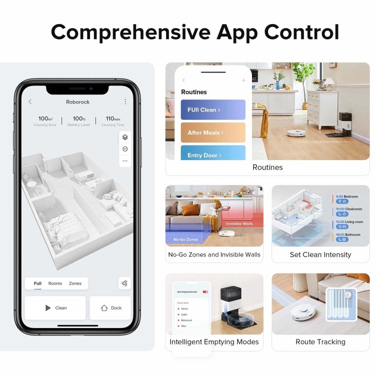 Roborock Q7Max+ Robot Vacuum Cleaner with Self-Emptying Station - White