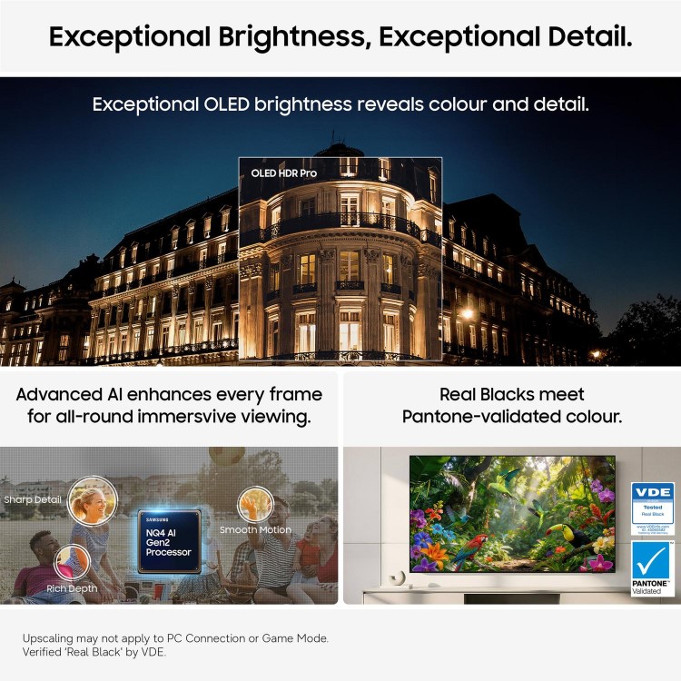 Samsung QE55S95HFTXXU 55" OLED 4K Smart TV – Samsung S95H Ultra HD HDR TV with Dolby Atmos AI Upscaling Infinity One Design & 165Hz Gaming