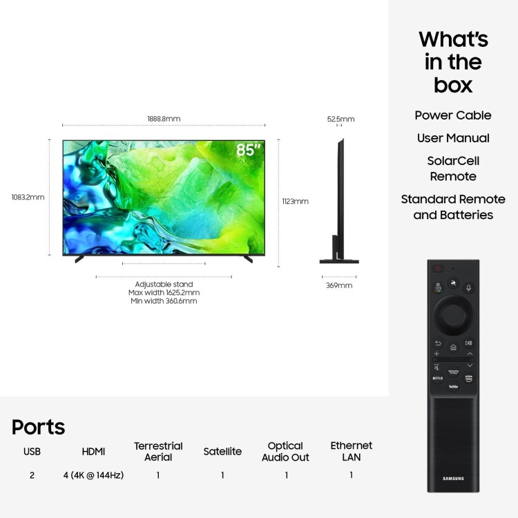 Samsung QE85QN80HAUXXU 85" Neo QLED 4K Ultra HD Smart TV with Tizen OS  Mini LED HDR Gaming TV Dolby Atmos & AI Smart Features