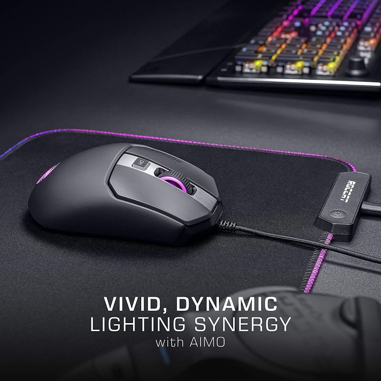 Roccat Kain 120 AIMO 1600 DPI Titan Click Technology Wired Gaming Mouse in Black