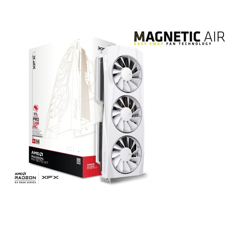 XFX Quicksilver AMD Radeon RX 9070XT White Magnetic Air Edition 16GB Graphics Card