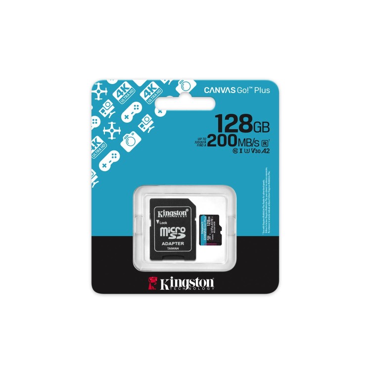 Kingston Canvas Go Plus 128GB MicroSD UHS-I Memory Card + Adapter