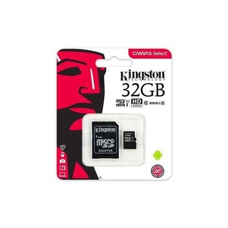 GRADE A1 - Kingston Canvas Select 32GB Class 10 MicroSDHC Card with Adapter 