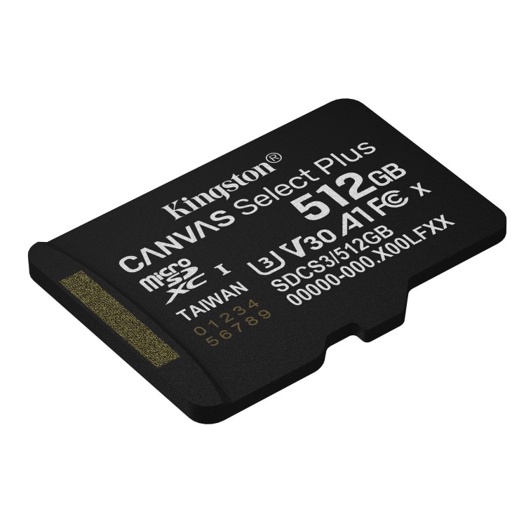 Kingston Canvas Select Plus 512GB microSDXC UHS-I Memory Card + microSD to SD adapter