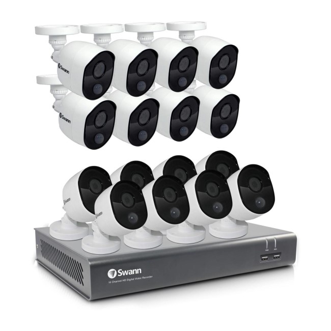 Swann CCTV System - 16 Channel 1080p DVR with 16 x 1080p Thermal Sensing Cameras & 2TB HDD