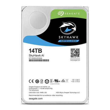 Seagate SkyHawk AI ST14000VE0008 - Hard drive - 14 TB - internal - 3.5" - SATA 6Gb/s - buffer_ 256 MB - with 2 years Seagate Rescue Data Recovery
