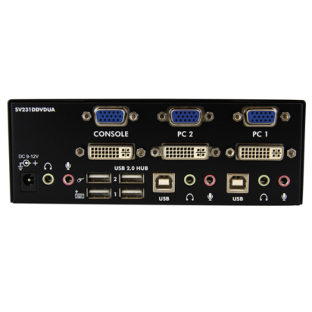 2 Port DVI VGA Dual Display USB KVM Switch with Audio