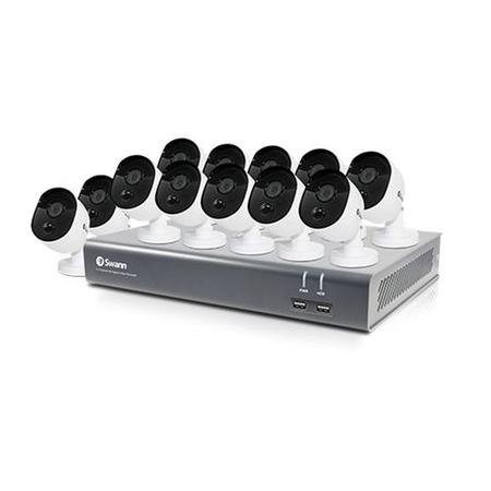 Swann CCTV System - 16 Channel 1080p HD DVR with 12 x 1080p HD Motion & Heat Sensing Cameras & 2TB HDD - works with Google Assistant