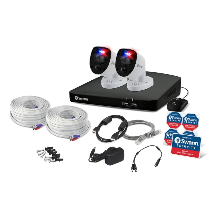 Box Opened Swann SWDVK-456802RL 4K Ultra HD 2-Camera with 4-Channel 1TB HDD DVR CCTV Security System
