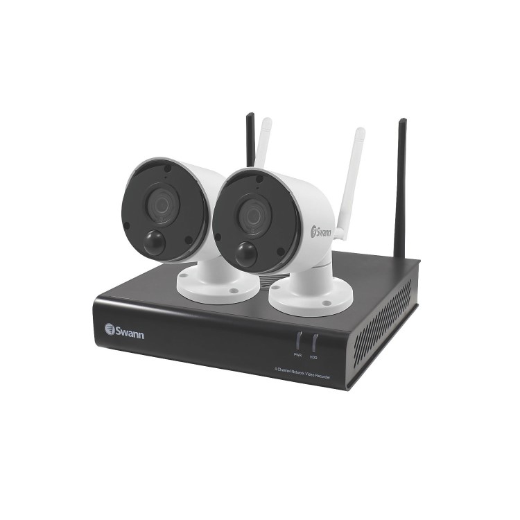 Swann Wireless CCTV System - 4 Channel 1080p NVR with 2 x 1080p WiFi Thermal Sensing Cameras & 16GB Micro SD Card 