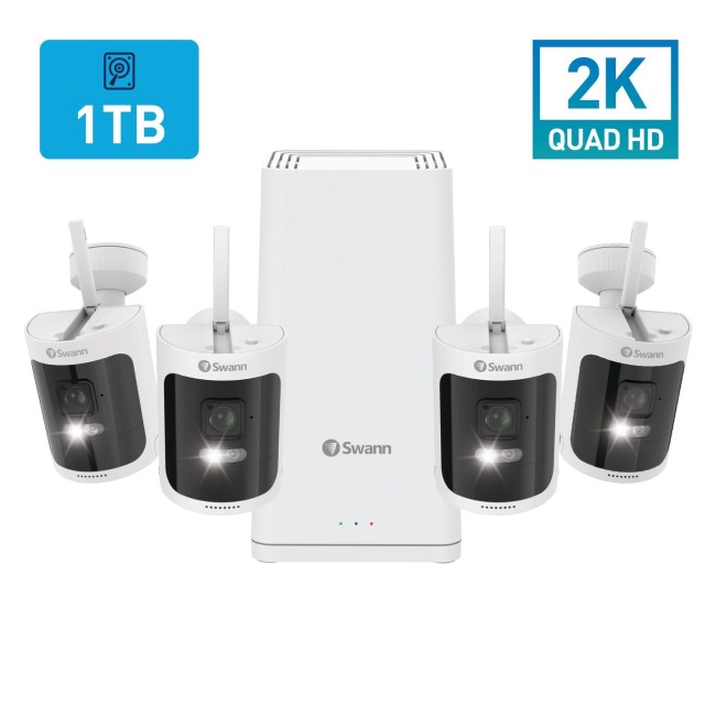 Swann 4 Camera 2K HD Wi-Fi CCTV System with 1TB HDD