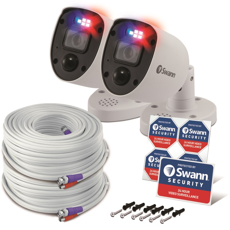 Swann Enforcer 4K HD CCTV Analogue Bullet Camera with Spotlight - 2 Pack