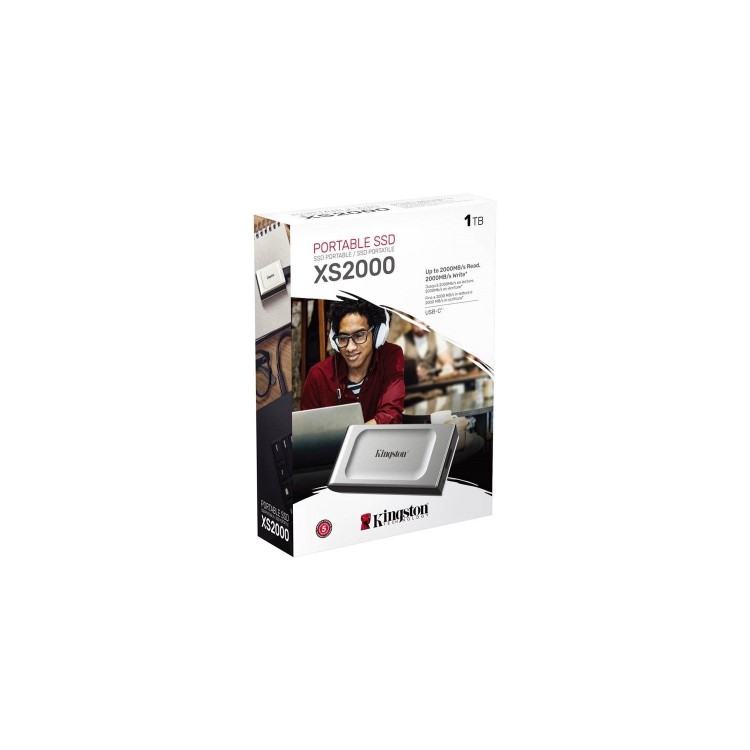 Kingston XS2000 1TB USB 3.2 Gen 2x2 Portable External SSD - Silver