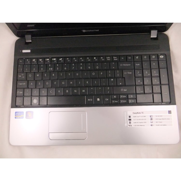 Refurbished Packard Bell Easynote TE Core I3-2310M 4GB 750GB DVD-RW 15.6" Windows 10 Laptop
