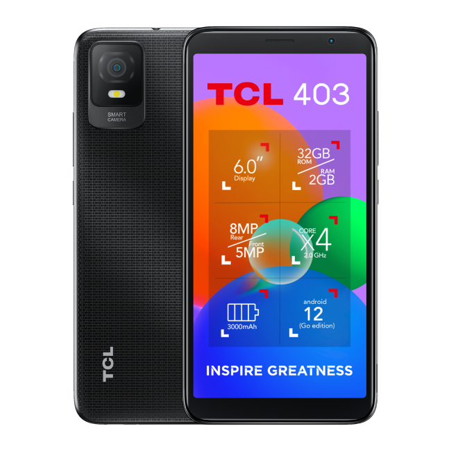 TCL 403 32GB 4G SIM Free Smartphone - Prime Black