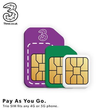 Three Pay As You Go Sim Card Trio