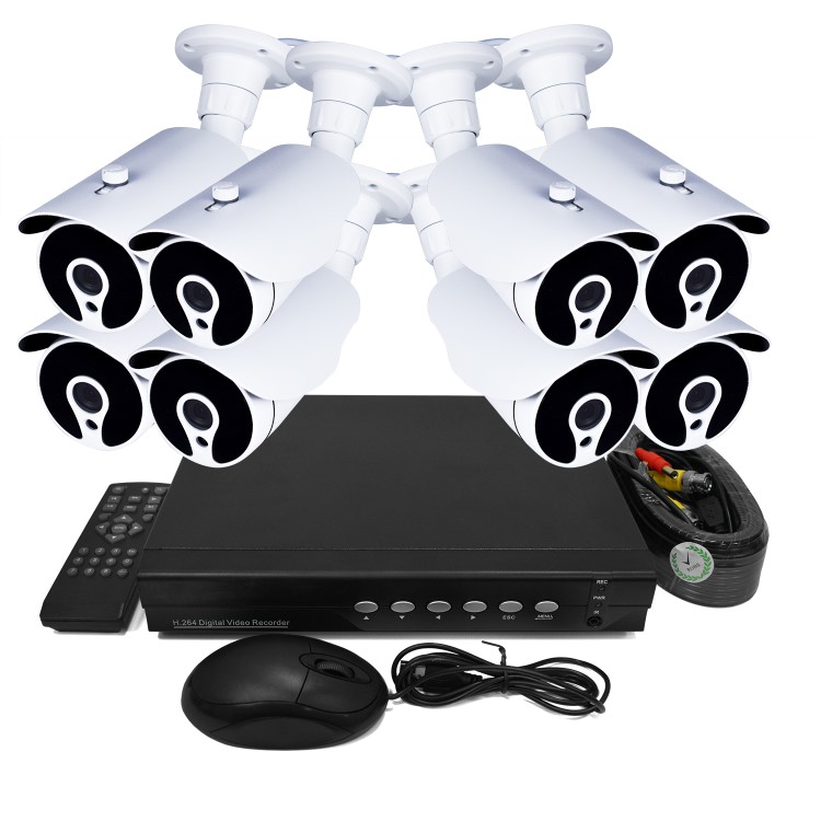 electriQ CCTV System - 8 Channel 1080p DVR with 8 x 720p Bullet Cameras & 2TB HDD