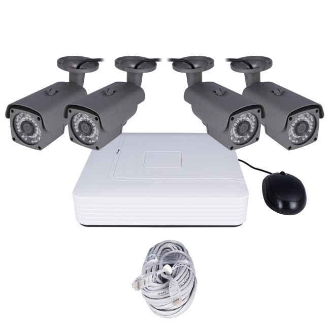 electriQ CCTV System - 4 Channel 1080p NVR with 4 x HD Bullet Cameras & 2TB HDD