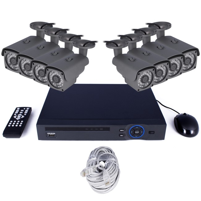 electriQ 8 Channel HD 1080p Network Video Recorder with 8 x 1080p Bullet Cameras - Hard Drive Required