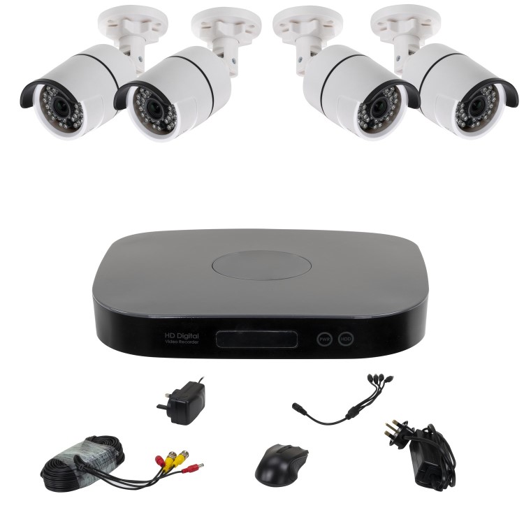 electriQ 4 Camera 1080p HD DVR CCTV System with 1TB HDD