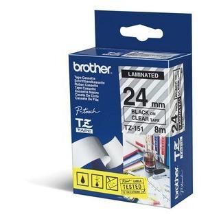 Brother TZe-151 Black on Clear 24mm Labelling Tape