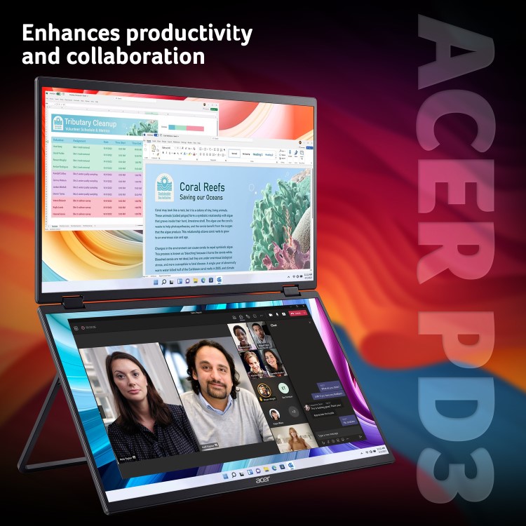 Acer PD193QE Dual 18.5" IPS Full HD 100Hz Foldable Portable Monitor