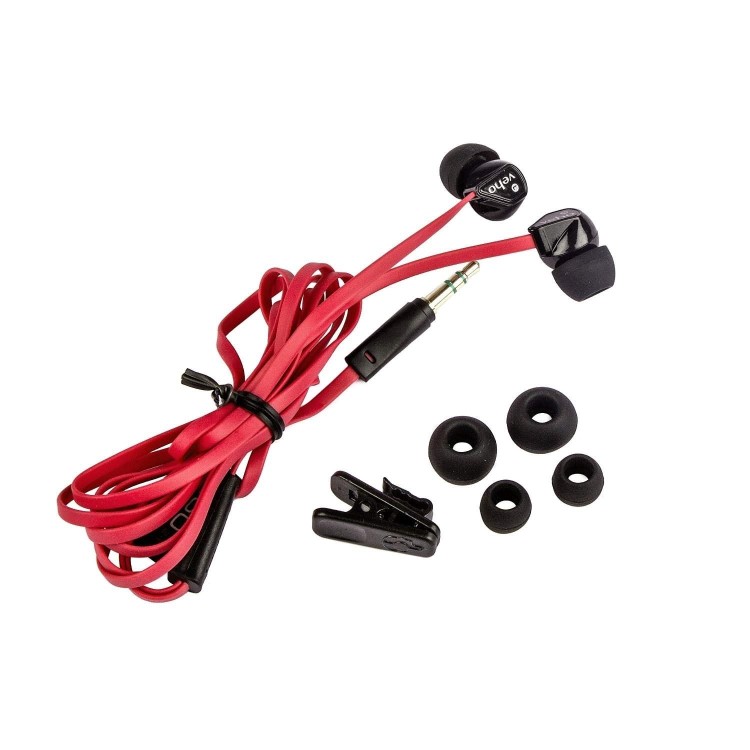 Veho VEP-003-360Z1-R 360 Z-1 Noise Isolating Stereo Earphones with Flat Flex Anti Tangle Cord - Red