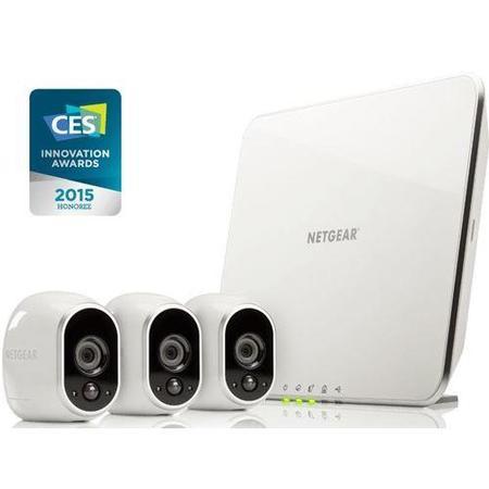 Netgear Arlo Smart Home System 3 x HD 720p Cameras Wire-Free Indoor/Outdoor with Night Vision