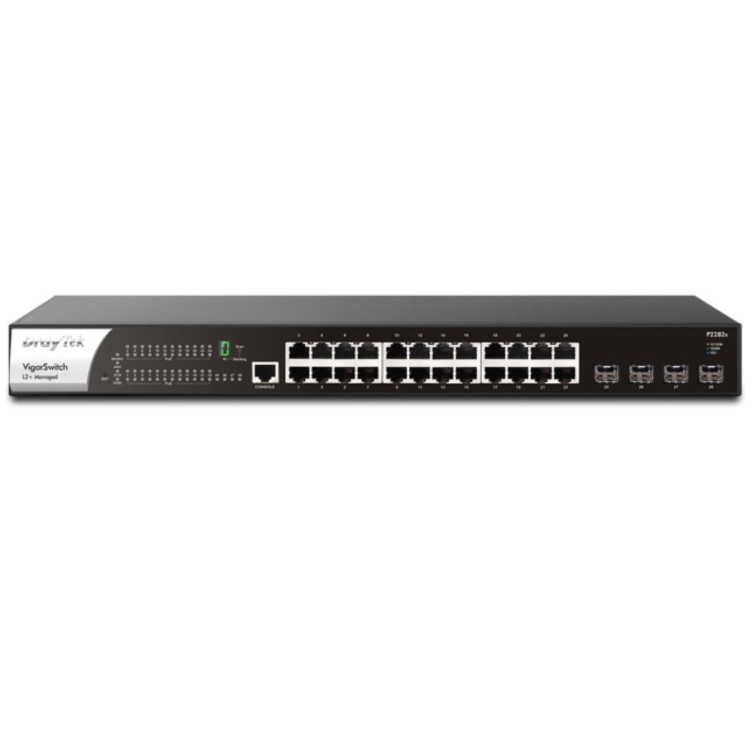 DrayTek VigorSwitch P2282x L2+ 24-Port Gigabit PoE Network Managed Switch