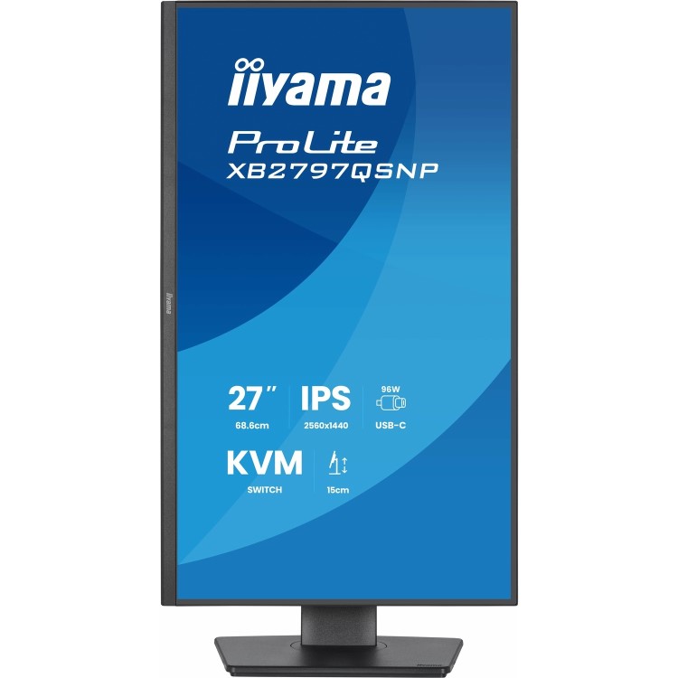 iiyama ProLite XB2797QSNP 27" IPS QHD USB-C KVM Height-Adjustable Monitor
