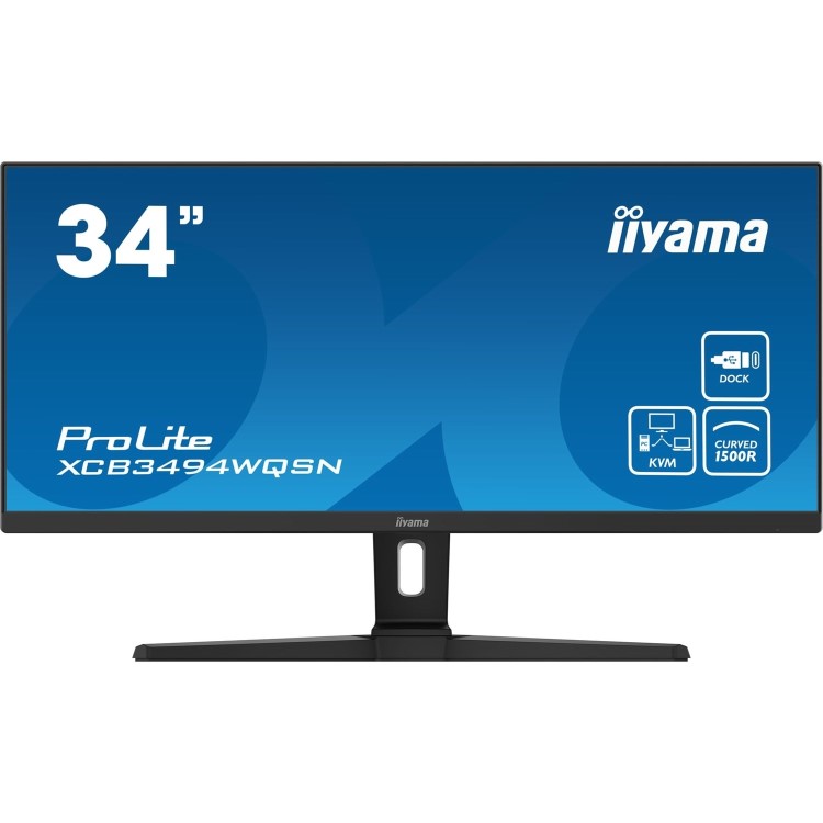 iiyama ProLite XCB3494WQSN-B1 34" UWQHD VA 120Hz Ultrawide Curved Monitor with USB-C Dock